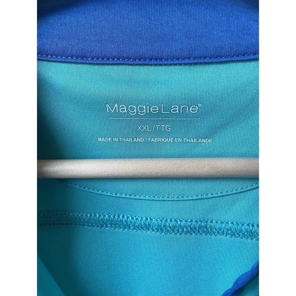MaggieLane Women's Tank Athletic Golf Top XXL Turquoise/Blue Mock Neck Stretch - Picture 3 of 6